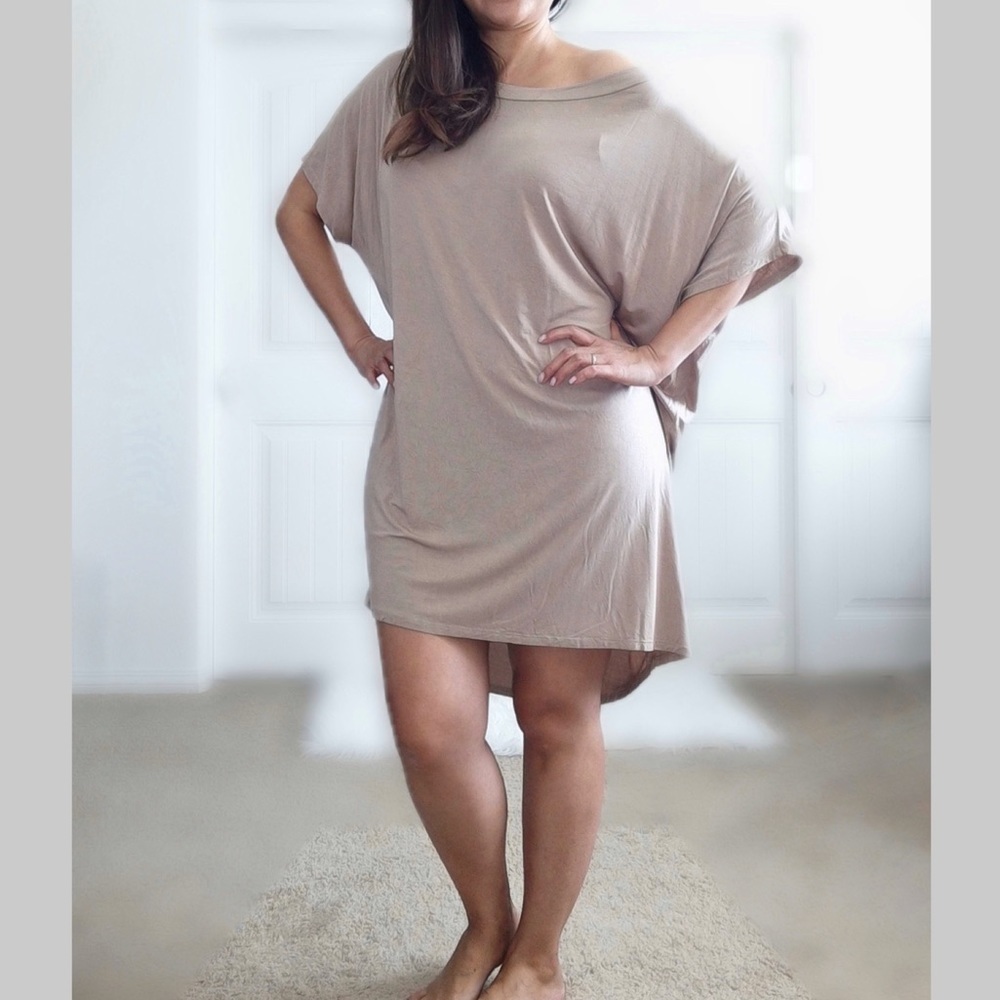Lulu's Tan Oversized Hi-Lo Tunic Top Dress M/L